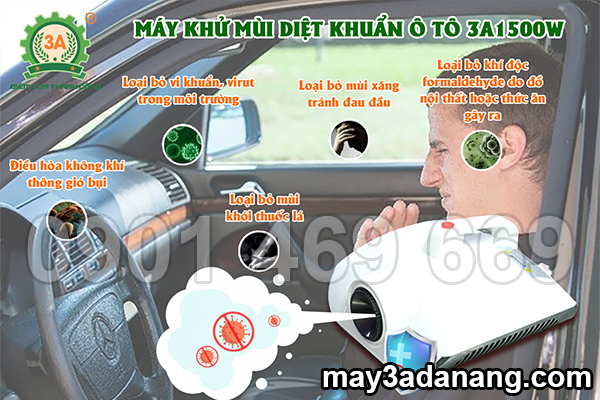 máy khử mùi, máy khử mùi xe ô tô, máy khử mùi diệt khuẩn ô tô, máy khử mùi ozone trong ô tô